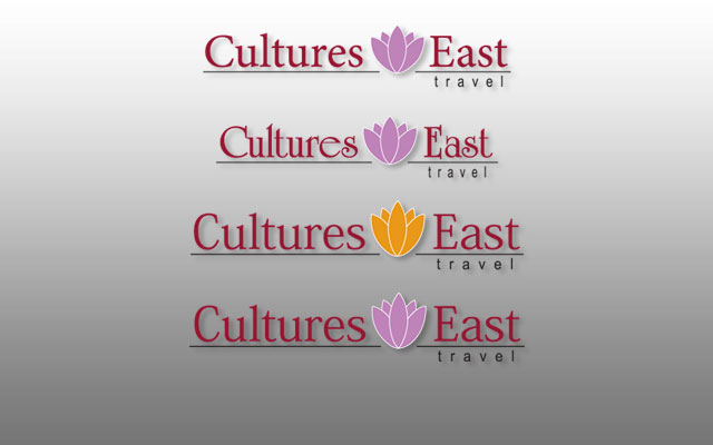 Logo variations for Cultures East Travel Agency.